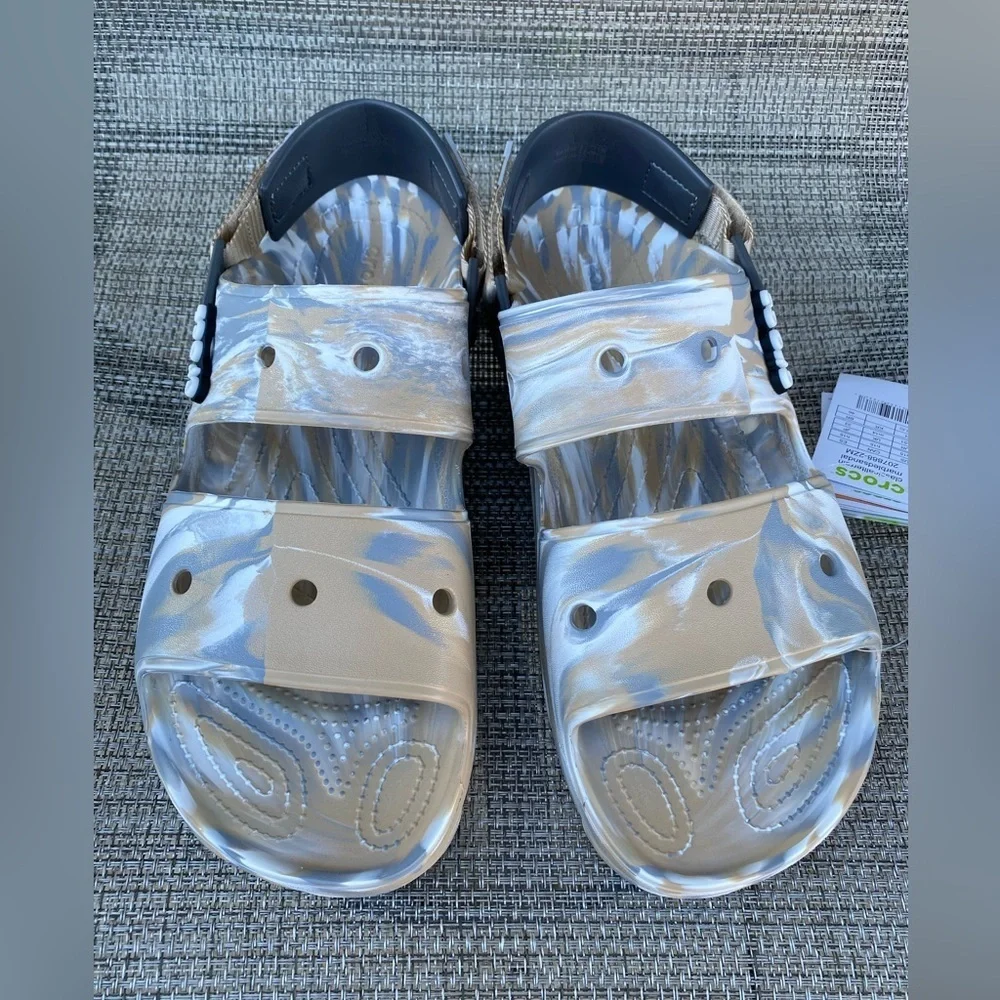 Crocs Classic All-Terrain Sandal Chai/Multi Marbled Tie-Dye Men's Size 15